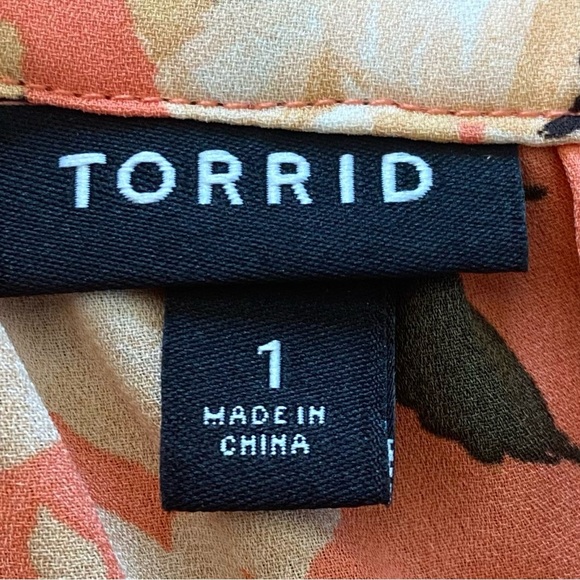 Torrid Coral Pink Floral Georgette High Neck Sleeveless Hi Lo Tank Size 1 - Picture 3 of 5